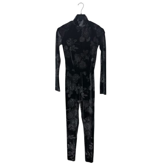 Fleur Du Mal NWT Black Velvet Rose Catsuit Size XS - Picture 3 of 5